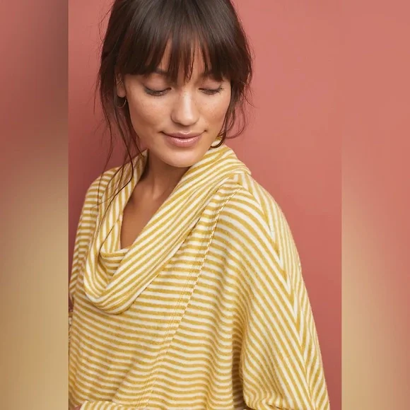 Anthropologie Saturday Sunday Homebound Cowl Neck Tunic Sweater Yellow XS - Picture 2 of 8